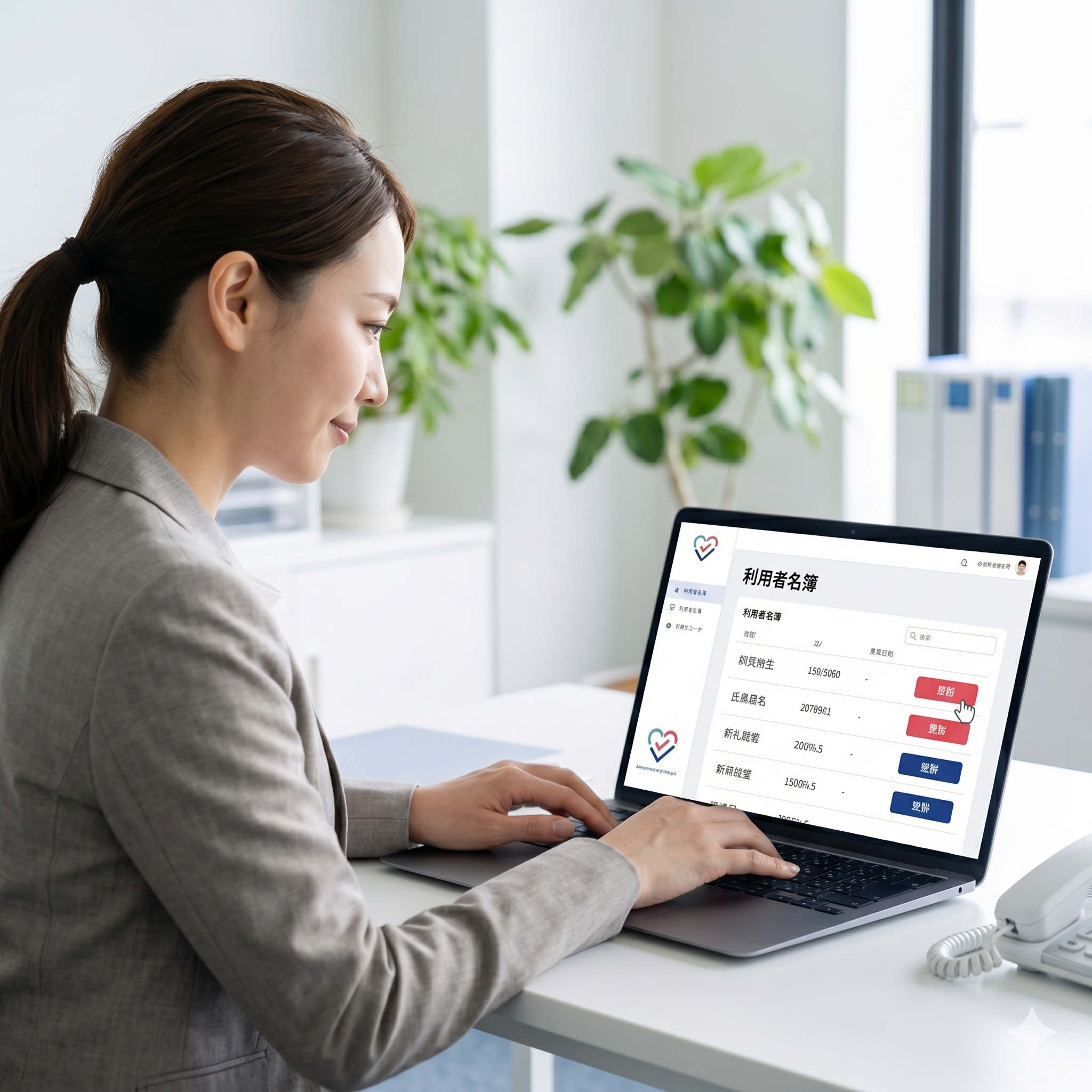 LifeFitアプリでチェックインする様子・受付風景